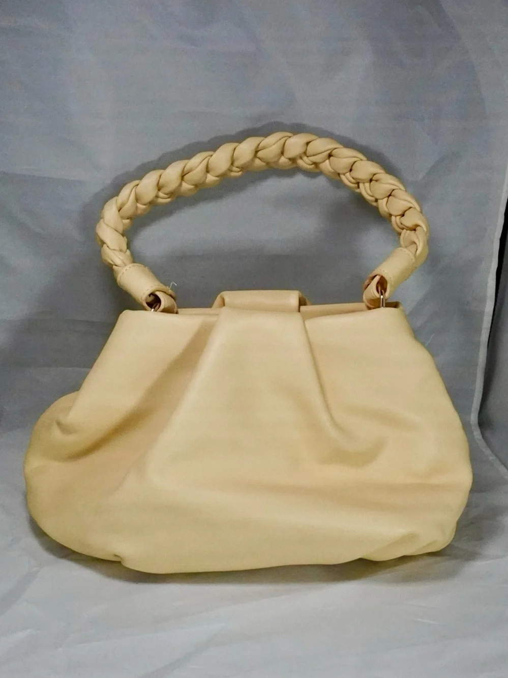 Express Butter Yellow Braided Handle Ruched Shoulder Bag